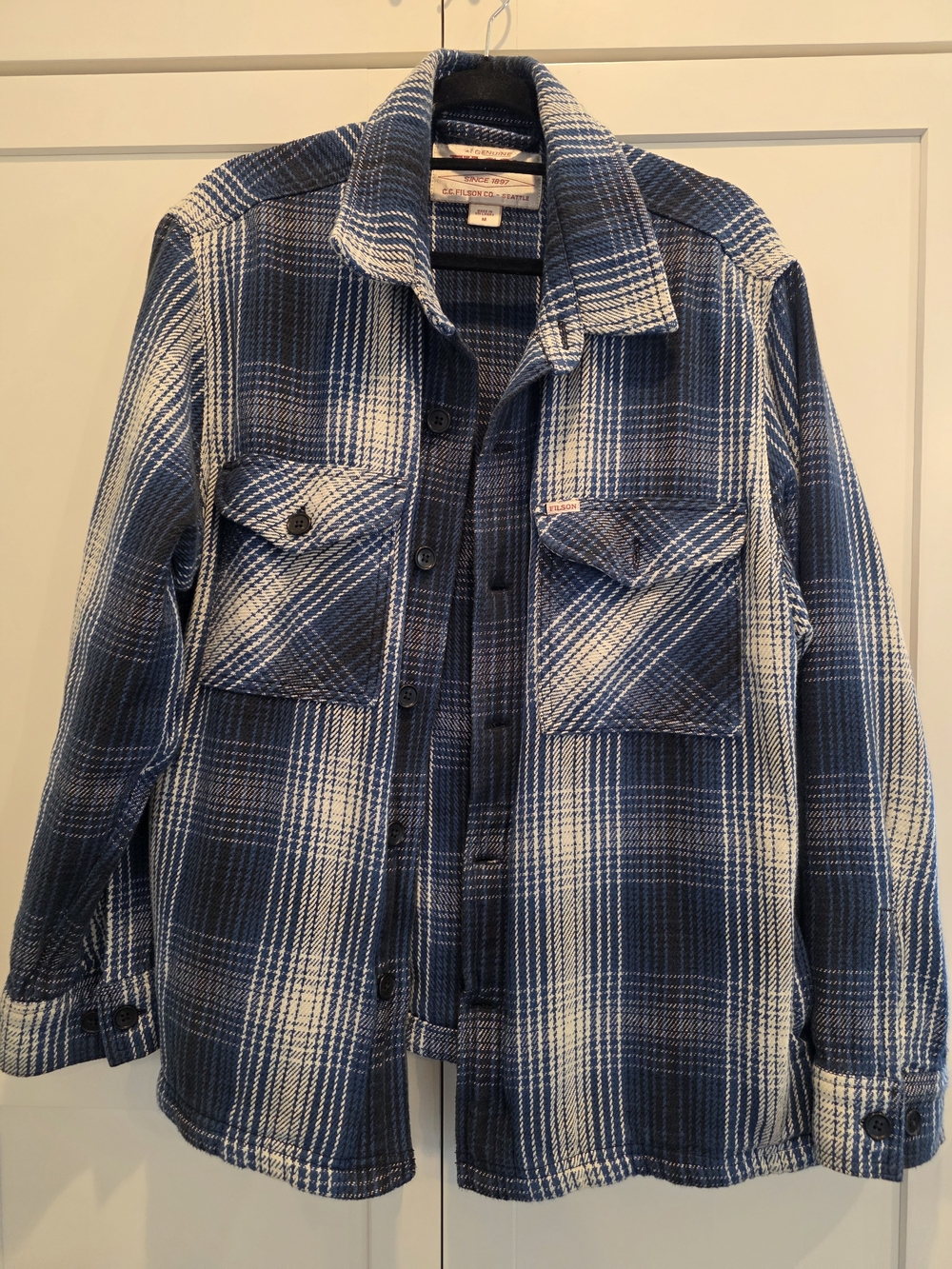 Filson Blue and White Plaid Shirt Jacket